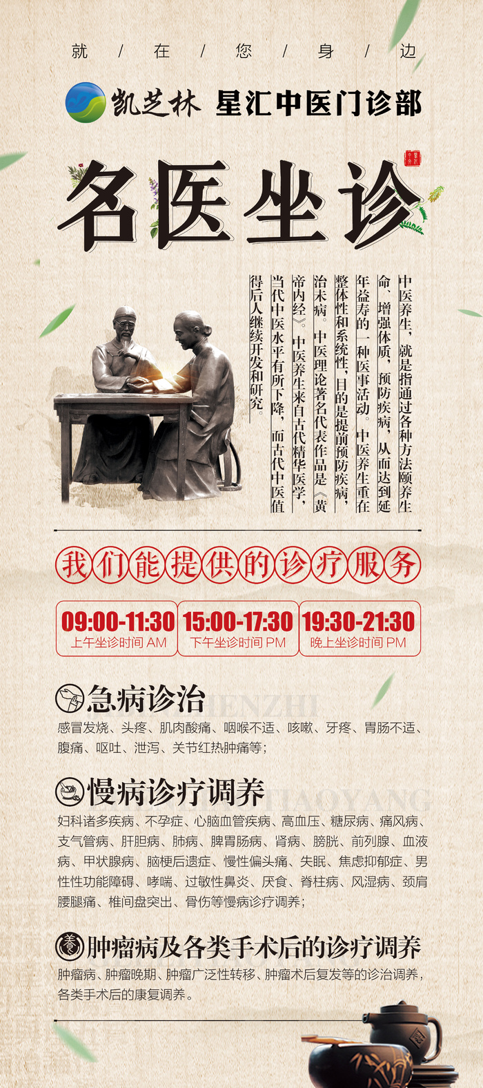 中医门诊展板psd模版下载