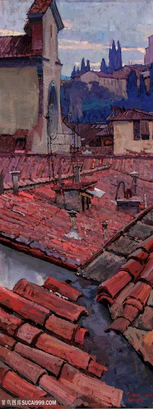 红瓦建筑高清风景画 红瓦建筑高清风景画