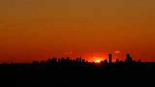 晚霞城市建筑风景画