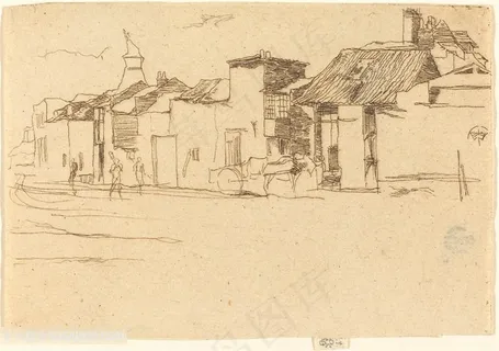 惠斯勒素描简约线描房子装饰画 惠斯勒素描简约线描房子装饰画