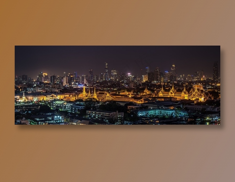 曼谷夜景城市景观摄影图片