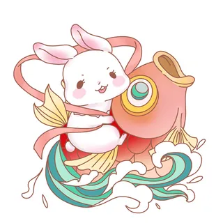 锦鲤兔 年年有鱼兔子 兔年锦鲤兔 兔年兔子 兔年元素