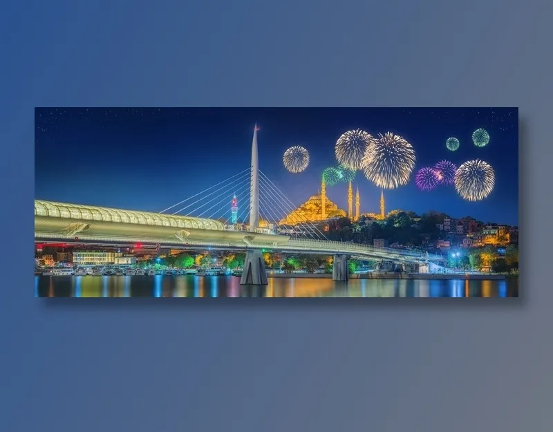 绚丽的烟花城市夜景图