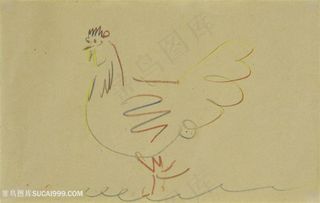 毕加索线描公鸡时尚艺术挂画