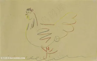 毕加索线描公鸡时尚艺术挂画