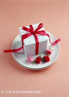 创意盘子里的的情人节礼物盒素材礼物图片