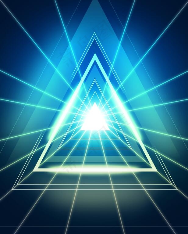 抽象梦幻背景 科幻元素风格 射线三角形 psd模版下载