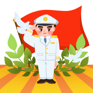 敬礼正气建党节海陆空部队军人爱国插画