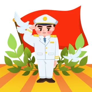 敬礼正气建党节海陆空部队军人爱国插画