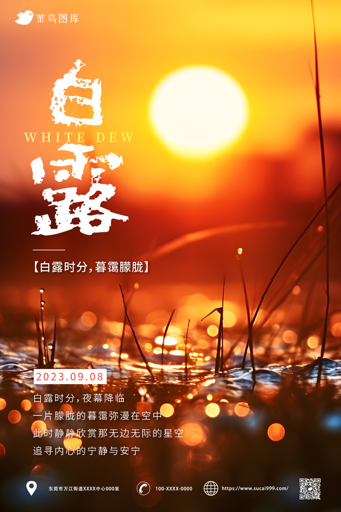 中国传统二十四节气 白露海报ai矢量模版下载
