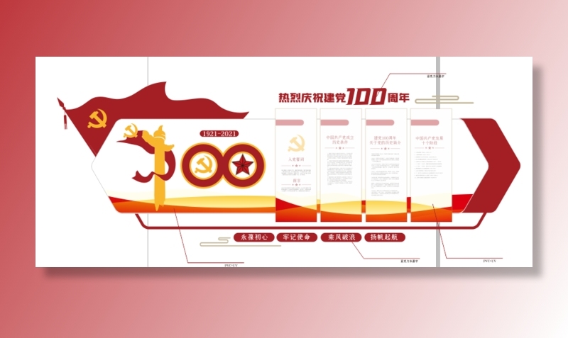 党建党史文化墙源文件CDR平面效果图