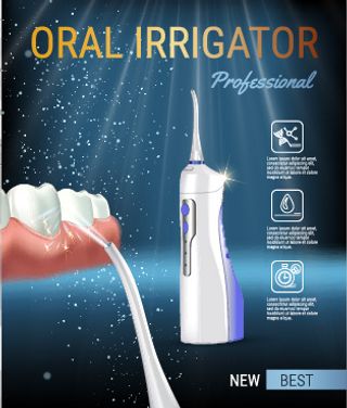 矢量口腔牙刷与冲洗器广告