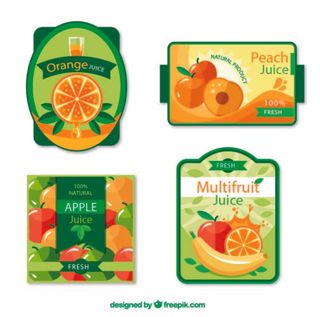 免抠彩色果汁标签