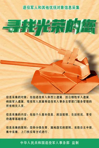 寻找光荣的您优抚征兵海报