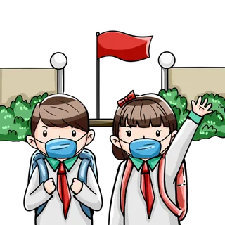 疫情  戴好口罩  红旗  学生  上课