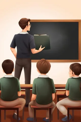 上课老师学生扁平插画背景