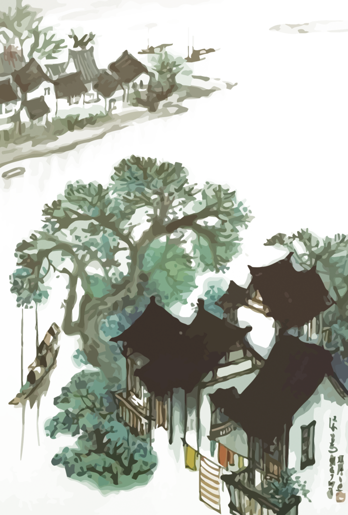 山水画素材中国风水墨画素材元素中国画