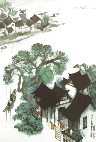 山水画素材中国风水墨画素材元素中国画