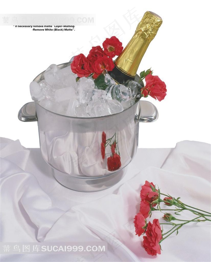 喜庆节日美酒广告冰镇香槟和鲜花