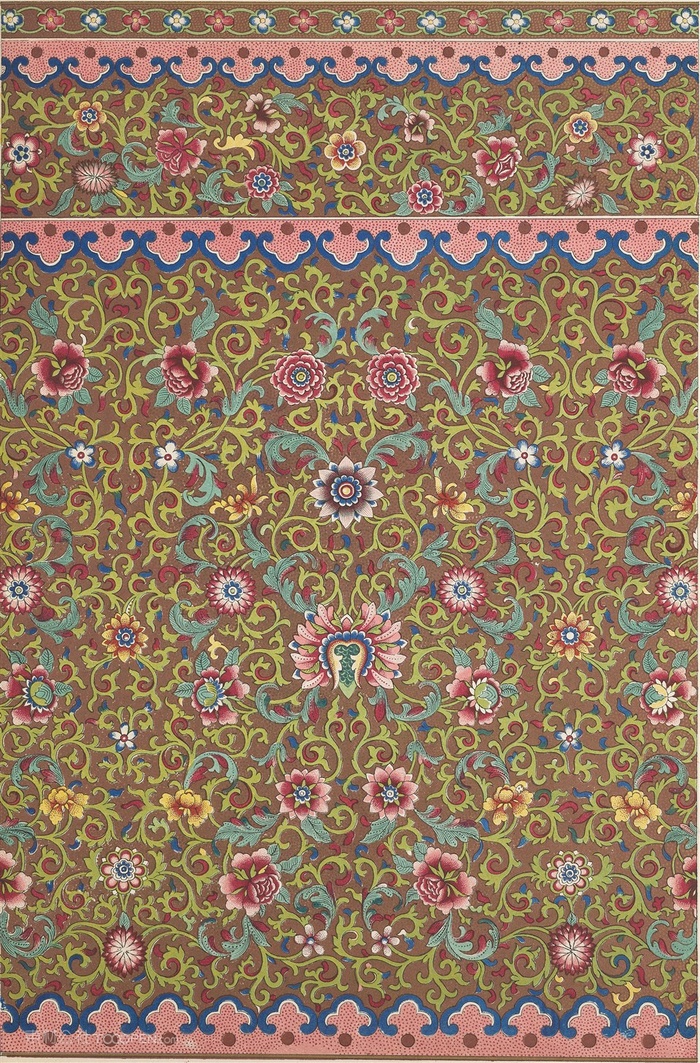 粉色背景黄土色中式传统纹样集锦中国风图片