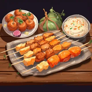 烧烤烤肉美食食物插画素材背景