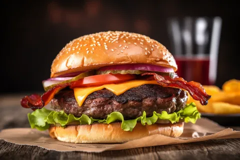 美味汉堡包美食摄影图