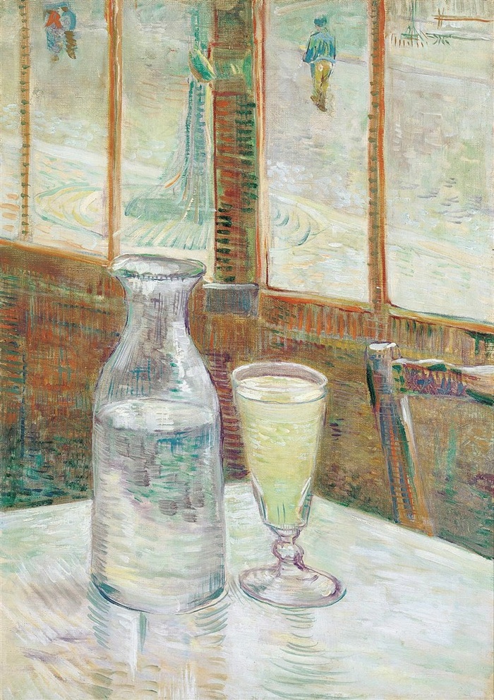 梵高有苦艾酒的餐桌静物油画图片