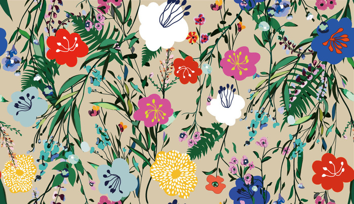 花卉唯美手绘花朵面料纹理手机壳布料面料印花服装矢量图案素材