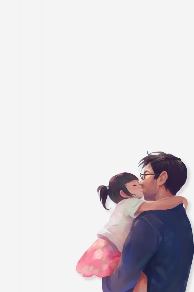 父女温馨简约海报背景(2000x3000)psd模版下载