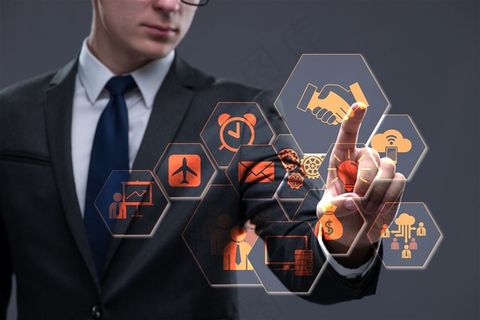 高端大气透明六边形显示屏商务背景高清图