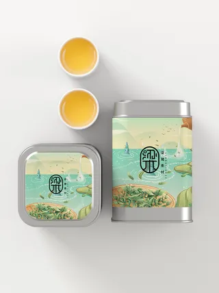 国风高档茶叶包装盒袋罐瓶LOGO标贴展示VI智能贴图样机PSD素材