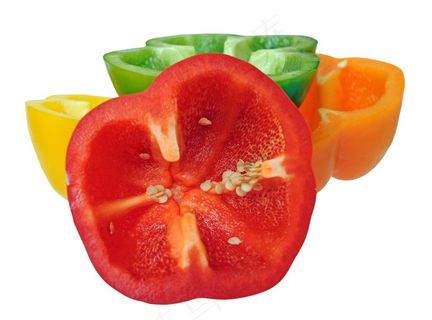 切开的各种颜色的辣椒高清图片