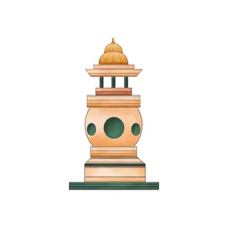 复古中国风国潮古建筑插画手绘高楼古塔PSD素材亭子png免抠图