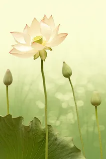 简洁淡雅荷花绿色清新背景