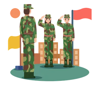 开学军训穿军装的军人