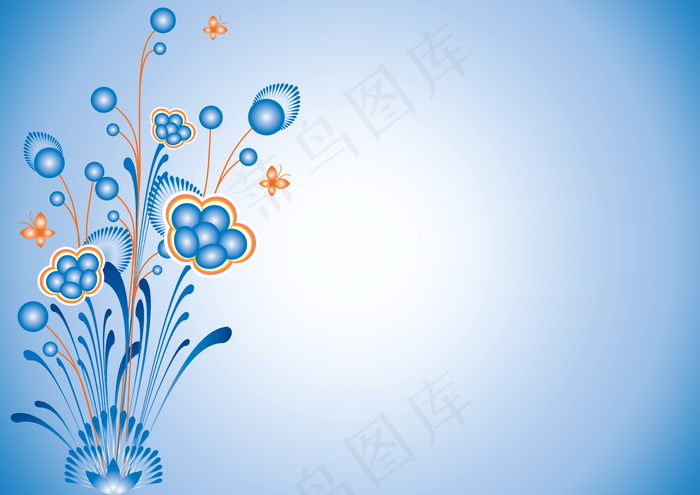 蓝色淡雅花卉背景图片