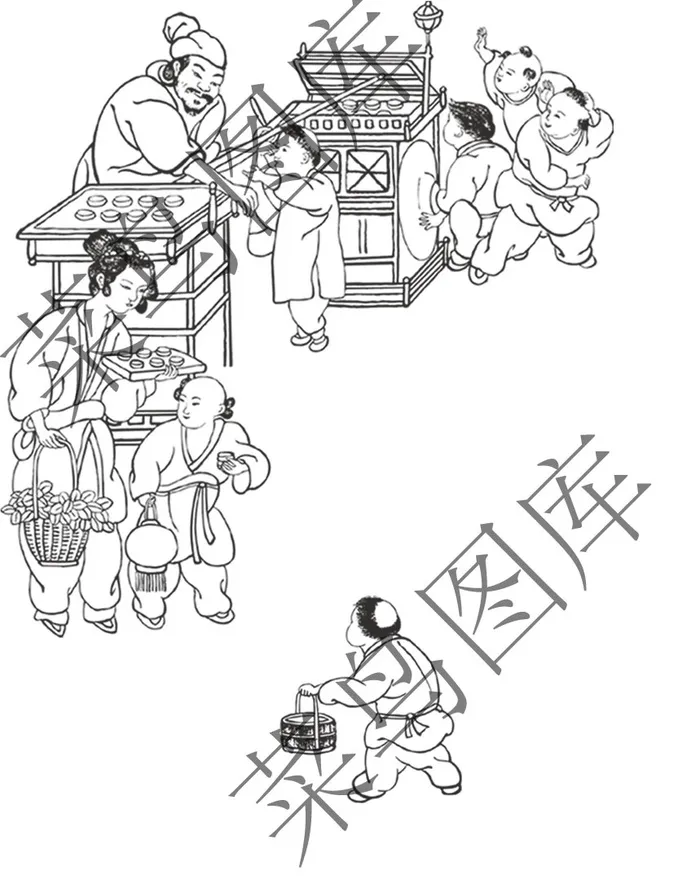 古代摆摊卖饼图片psd模版下载