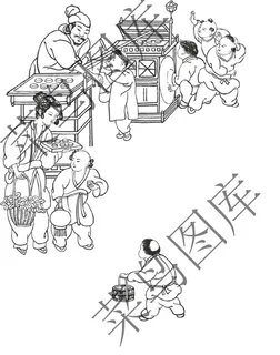 古代摆摊卖饼图片