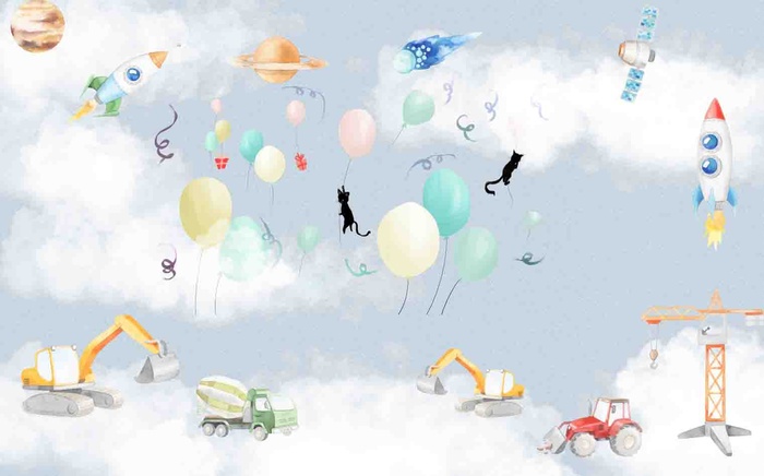 卡通儿童房背景墙壁纸壁画壁布