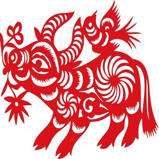 牛剪纸 剪纸风元素