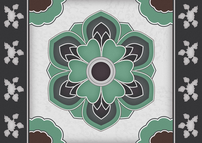 复古中式国潮风敦煌花纹装饰图案花卉藻井肌理圆形边框素材