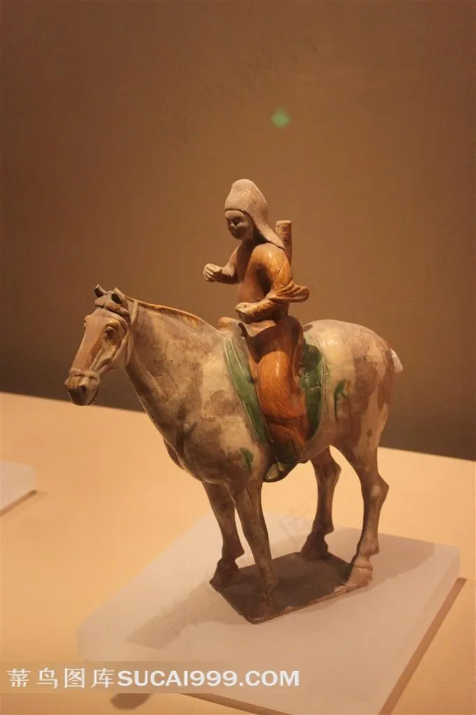 中国文物唐代三彩驿使骑马俑