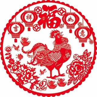 鸡年剪纸 剪纸风元素