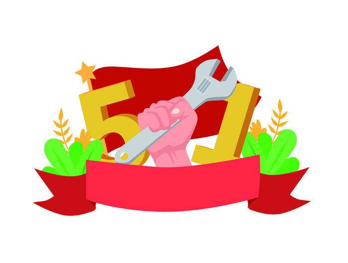 五一劳动节创意插画边框设计