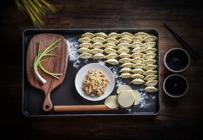 手工水饺摄影图片