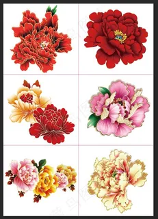 牡丹花红色水墨牡丹花 牡丹花红色水墨牡丹花