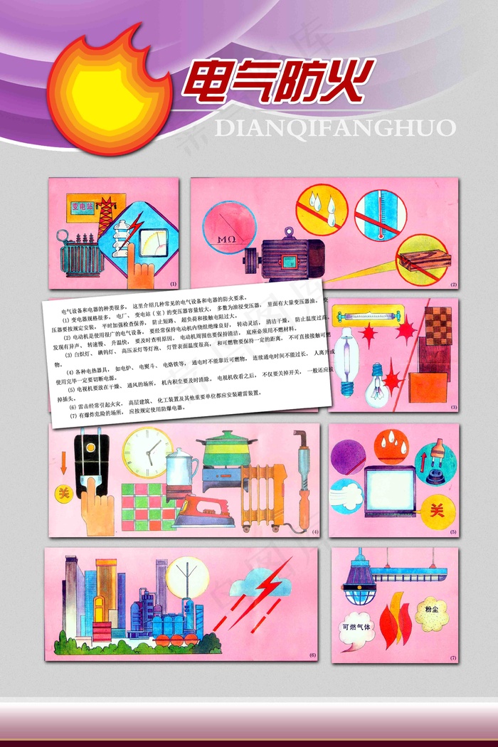 电气防火防安全 消防安全知识 消防安全海报 消防安全展板 消防psd模版下载