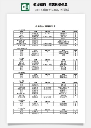 数据结构-道路桥梁信息excel模板