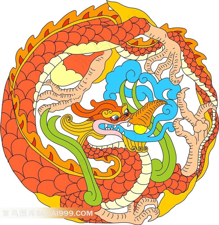 圆形龙纹图案图片