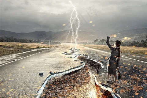 裂开的马路创意高清图片